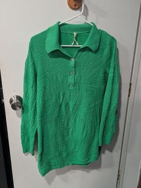 Anthropologie Emerald Green Textured Polo Mini Dress